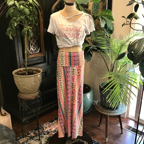 Roxy neon boho tribal print maxi skirt - Picture 5 of 8